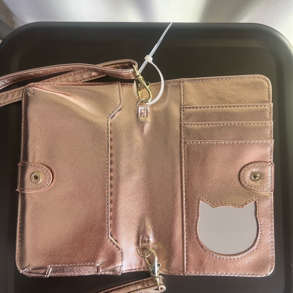Betsey Johnson Rose Gold Cat Face Crossbody Bag - Picture 6 of 7